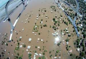 An aerial photo shows the devastated Chokwe town on January 25, 2013.  By  Mercy Air SwitzerlandAFPFile