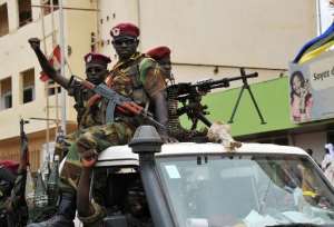 Armed Seleka rebels on a pickup truck in Bangui on March 30, 2013.  By Sia Kambou AFPFile