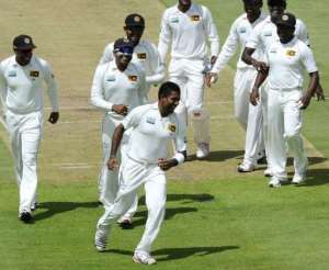 Prasad pictured struck with his first delivery of the match to dismiss South African captain Graeme Smith.  By Stephane de Sakutin AFP