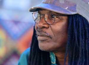 Ivorian reggae legend, Alpha Blondy, pictured during an interview at his radio station Alpha Blondy FM, in Abidjan.  By Sia Kambou AFP