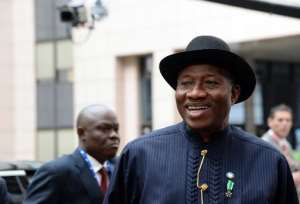Nigerian President Goodluck Jonathan at the EU Headquarters in Brussels on April 2, 2014.  By Thierry Charlier AFPFile
