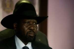 South Sudan's President Salva Kiir answers questions during a press conference in the capital Juba on July 8, 2016.  By Charles Atiki Lomodong AFPFile
