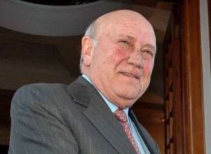 De Klerk was president of South Africa from 1989 to 1994.  By STRINGER AFP