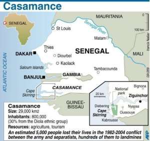 The attack is suspected to have been carried out by the Casamance Movement of Democratic Forces.  By Francis Nallier AFPGraphic
