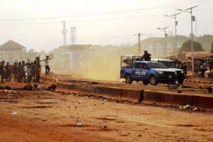 Police forces patrol on February 18, 2014 in Conakry, Guinea.  By Cellou Diallo AFPFile
