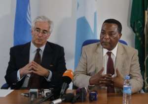 The UN's Augustine Mahiga R and the EU's Alexander Rondos are in Somalia to reaffirm support for its political process.  By Stuart Price AFPAU-UN IST