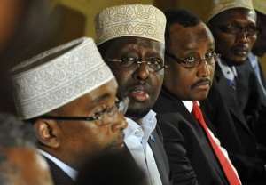 Transitional Federal Government of Somalia president Sheikh Sharif Ahmed C speaks.  By Simon Maina AFP