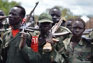 Young members of the South Sudan Democratic MovementArmy SSDMA faction march in Gumuruk, Sudan on May 13, 2014.  By Samir Bol AFPFile