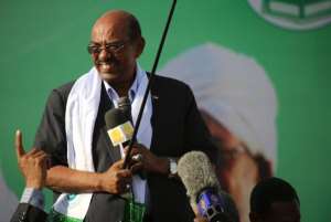 Sudanese President Omar al-Bashir speaks in Wad Madani, the capital of Sudan's east-central al-Jazirah state, on February 26, 2015.  By Ashraf Shazly AFPFile