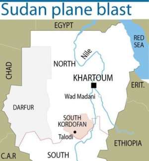 The plane was landing in Talodi town when an explosion was heard.  By  (AFP/Graphics)