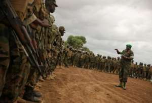 Ugandan soldiers serving with the AU operation in Afgoye near Mogadishu.  By Stuart Price (AFP/AU-UN IST/File)