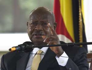 Ugandan President Yoweri Museveni speaks on August 2, 2014 in Kampala.  By Issac Kasamani AFPFile