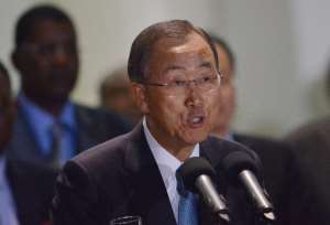 UN Secretary-General Ban Ki-moon addresses a press conference in Nairobi on October 29, 2014.  By Tony Karumba AFPFile