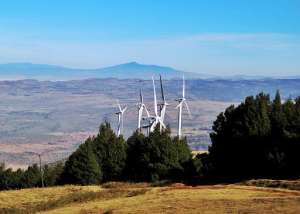 Wind turbines in the Ngong hills near Nairobi, where climate scients are meeting.  By Tony Karumba AFPFile