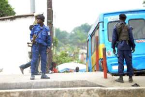 Congolese police stand guard in Kinshasa on July 2, 2013.  By Junior D. Kannah AFPFile