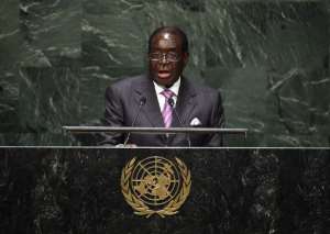 Robert Mugabe, President of the Republic of Zimbabwe, speaks during at the UN General Assembly on September 25, 2014 in New York.  By Timothy A. Clary AFPFile