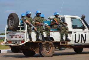 UN peace keepers on August 12, 2014 in the South Sudanese capital Juba.  By Samir Bol AFPFile