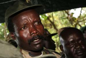 The leader of the Lord's Resistance Army, Joseph Kony answers journalists' questions on November 12, 2006 at Ri-Kwamba in Southern Sudan following a meeting with UN humanitarian chief Jan Egeland.  By Suart Price AFPFile