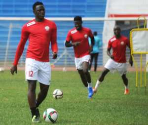 Victor Wanyama L trains with Kenya's national team in Nairobi in September 2015.  By TONY KARUMBA AFPFile