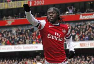 Arsenal striker Gervinho celebrates scoring the opening goal against Reading on March 30, 2013.  By Ian Kington (AFP)