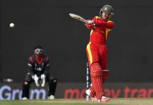 Zimbabwe batsman Sean Williams, who was named man of the match for an unbeaten 76, pulls the ball to the boundary against the United Arab Emirates in their World Cup match in Nelson on February 19, 2015.  By William West AFP