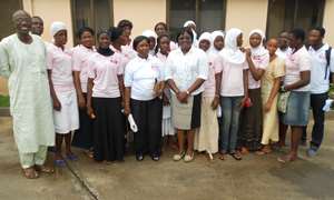 Mrs Gina Blay (middle) with the ICT Girls. At the extrem left is Alhaji A R Gomda