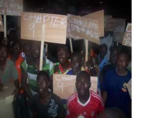 Hearts fans in a demonstration against management