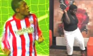 Obaa Yaa challenges Asamoah Gyan to his own 'goal' dance