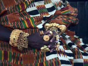 Akan king wearing gold jewel