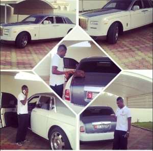 Ghana captain Asamoah Gyan with his new Rolls Royce Phantom