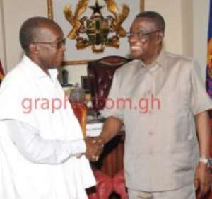 President Mills welcoming Mr David Kanga to his office at the Castle