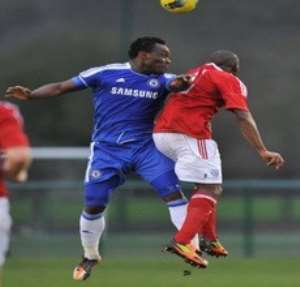 Essien hustling for a ball in the game on Monday