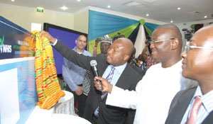 Okudzeto-Ablakwa with Sylvester Mensah unveiling the new logo