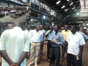 INSET:The abandoned Bottom Tree workshop, Alhaji Collins Dauda interacting with GRC staff