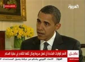AP – In an image made from a video provided by Al-Arabiya, President Barack Obama is interviewed in Washington
