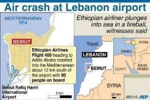 Ethiopian jet crashes off Beirut