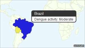 The tool maps instances of dengue fever-related queries on the Google search engine