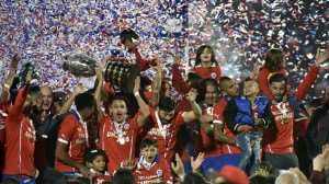 Chile celebrate their title success on Saturday