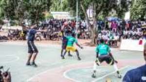 Work hard: Chris Bosh advises as he holds basketball clinic in Accra