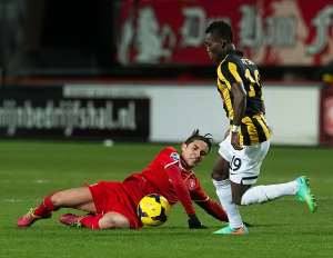 Christian Atsu gets the better of a Twente challenger in yesterday's game