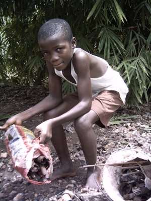 UNDER-AGED GHANAIAN CHILDREN ESCAPE SCHOOL TO GO DIG FOR SCRAPS FOR SALE.