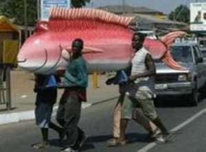 The  fish  coffin at Teshie in Accra tells the  owner  was related to the fishing industry