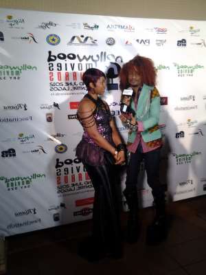 Gambia/Nollywood actress fatima Jabbe arrives 1st ever NMA in stylewearing Asake couture classic