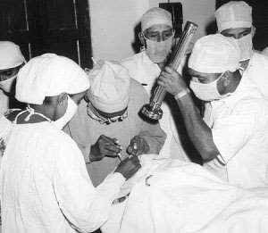 Doctors operating on a patient