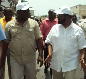 The Greater Accra Regional minister Hon Nii Laryea Agbo and the mayor of Accra Dr. Alfred Vanderpuye during the tour in Accra.