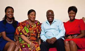 Nana Akufo Addo and wife, Becky with thier two daughters