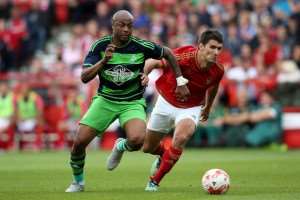 Andr Ayew, playing for his new club Swansea City, against Nottingham Forest in a pre-season friendly.
