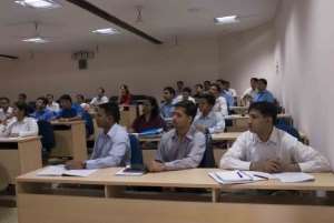 A different kind of training. Ex-defense officers attending a management lecture at XLRI Jamshedpur.