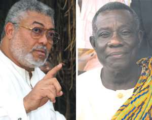 Ex-President Rawlings, Founder of the NDC (left), President John Evans Atta Mills(right)