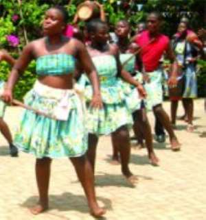 Some students performing the traditional Misego dance